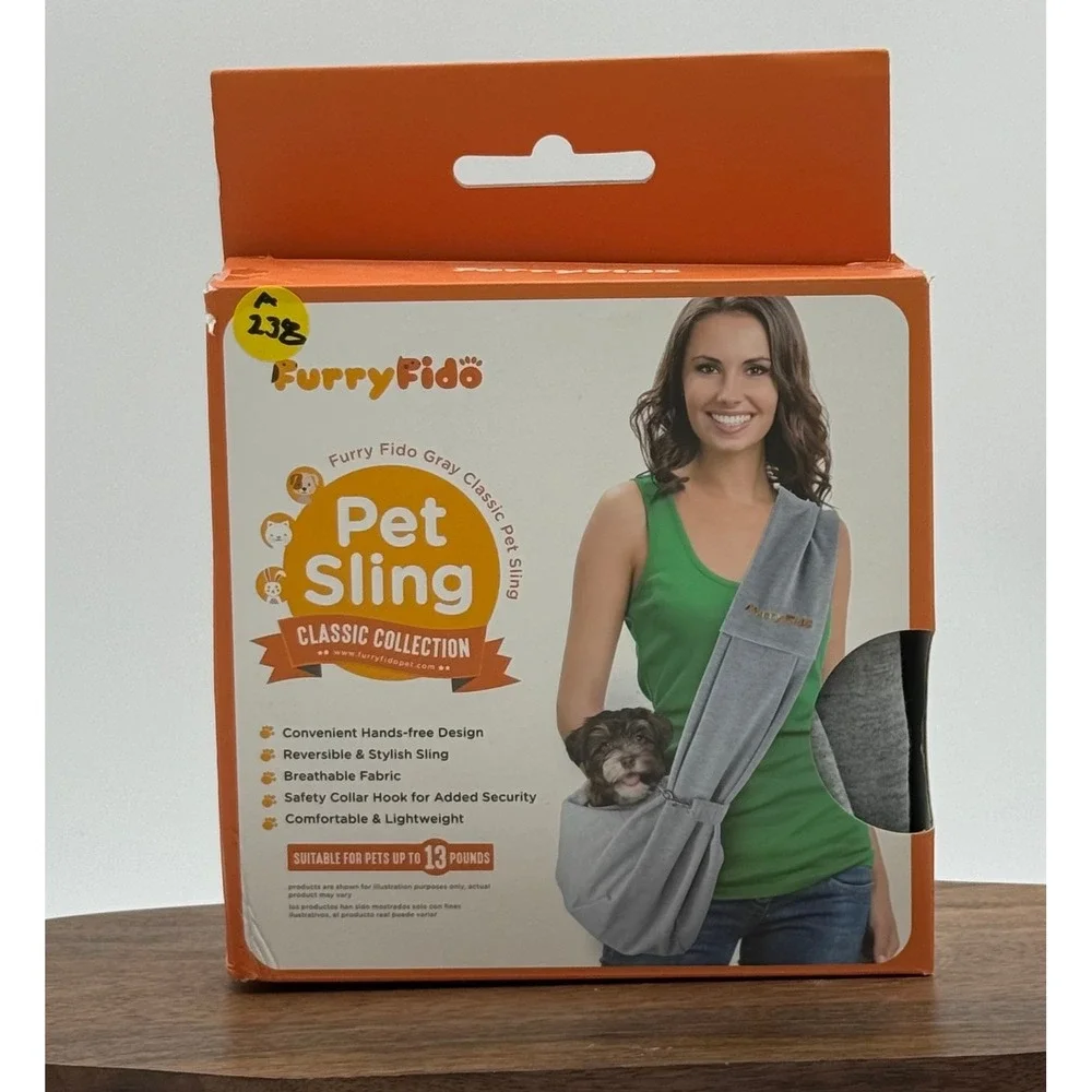 FurryFido Gray Classic Pet Sling Reversible Hands-Free Carrier for Small Pets